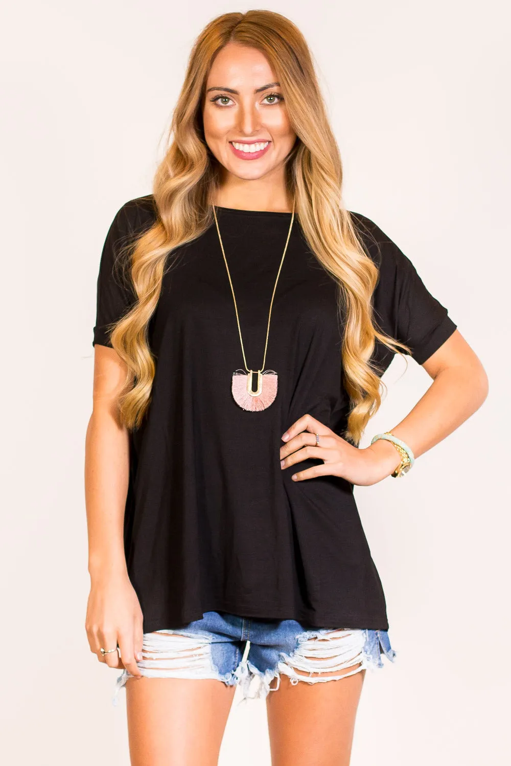 The Perfect Piko Short Sleeve Top-Black