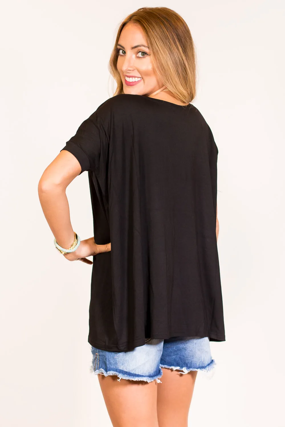 The Perfect Piko Short Sleeve Top-Black